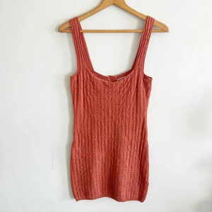 Free People beach Button Back Square Neck Mini Dress brown/tan Size Small S